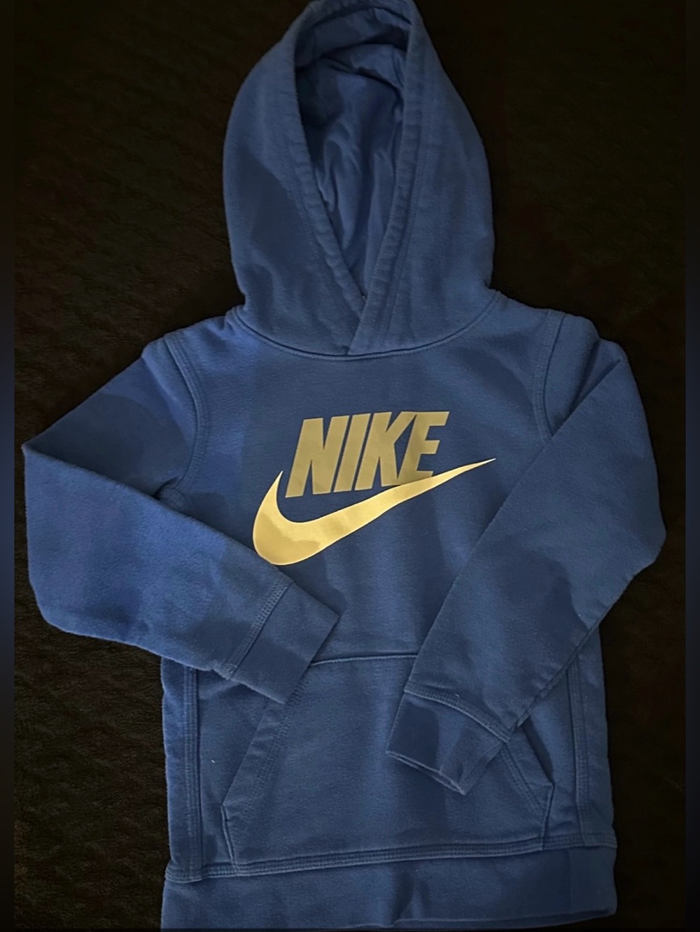 Nike Boys Blue Pullover Hoodie with Gold Swoosh